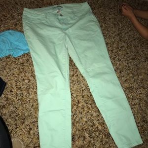 Mint green skinny super stretchy jeans